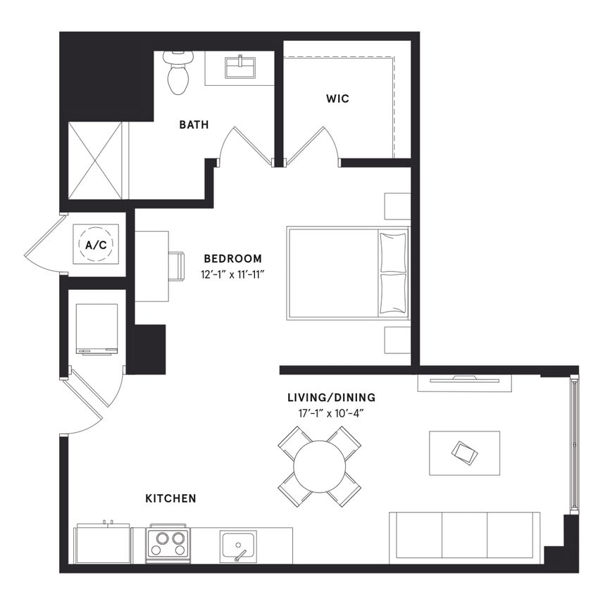 Floor Plan - I- West (Jr. 1 Bedroom)