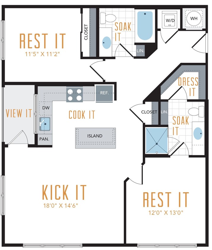 Floor Plan - 2 Bed 2 Bath