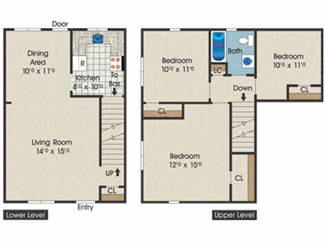 3BR/1BA - Three Bed, One Bath |  Townhome
