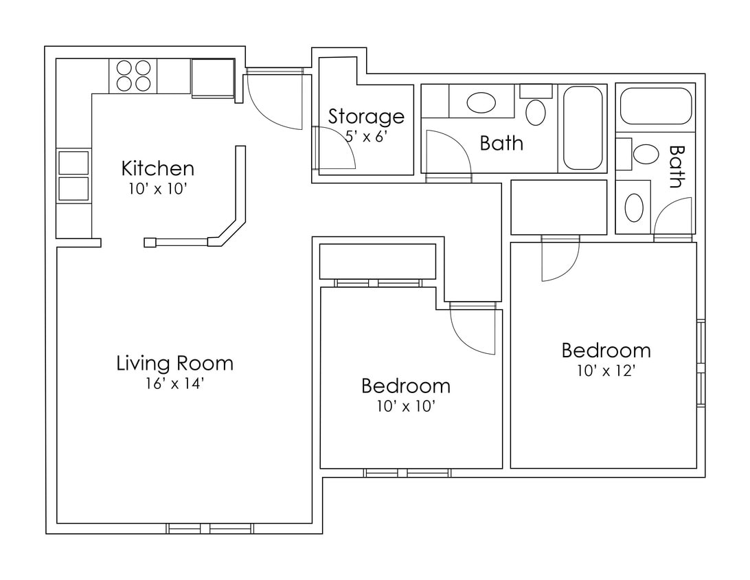 Floor Plan - 2 Bedroom 2 Bathroom A