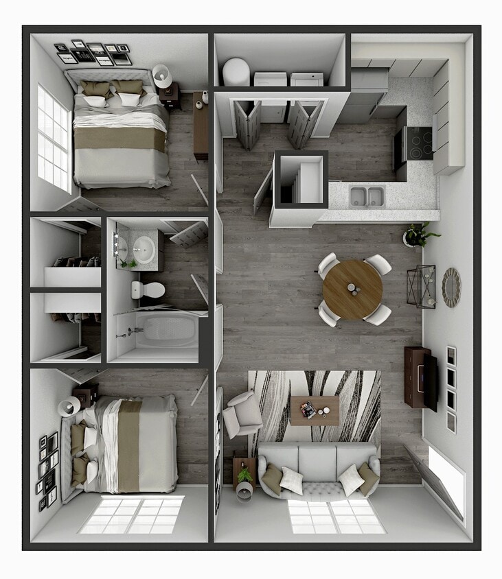 Floor Plan - 2 Bedroom, 1 Bathroom