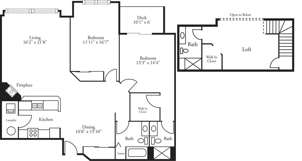 Floor Plan - Lofts - 2 Bed, 3 Bath Foresthill w/ Loft