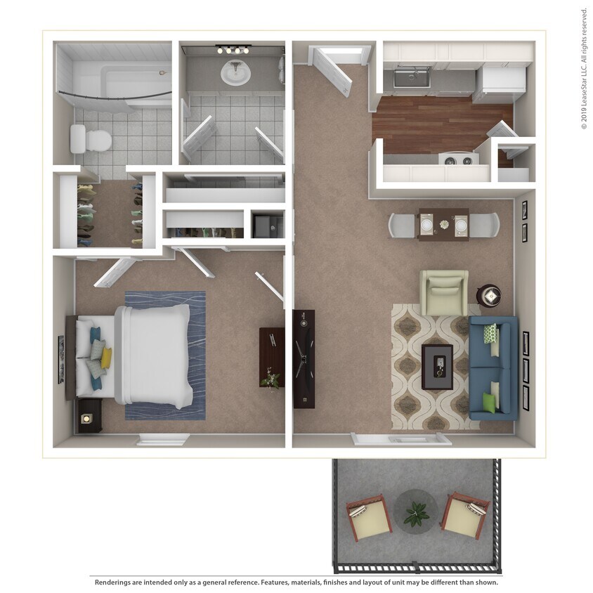 Floor Plan - 1 Bedroom 1 Bathroom 