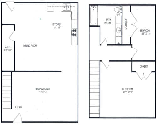 Floor Plan - 2 Bd Townhouse