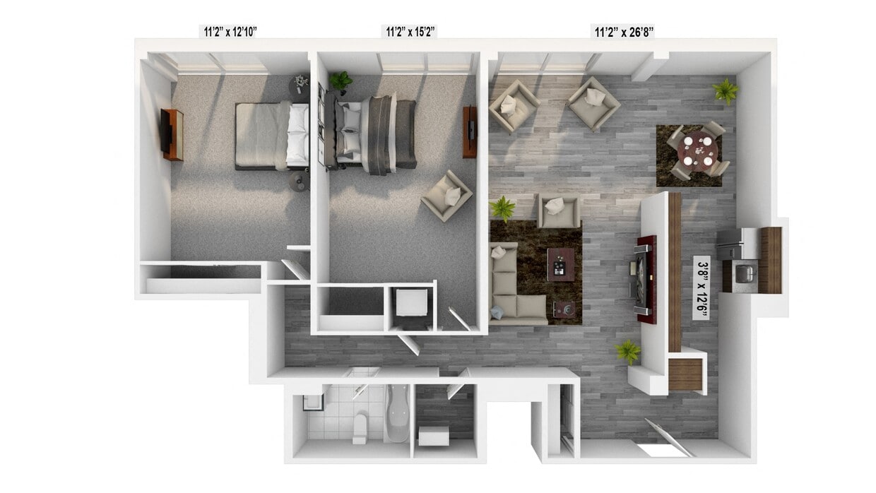Floor Plan - 2 Bed 1 Bath Basic