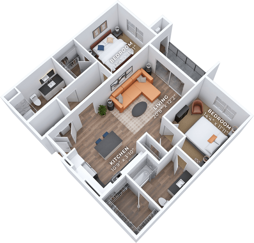 Floor Plan - B1 Two Bedroom