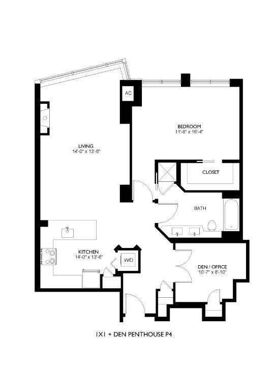 Floor Plan - 1x1 Den Penthouse P4