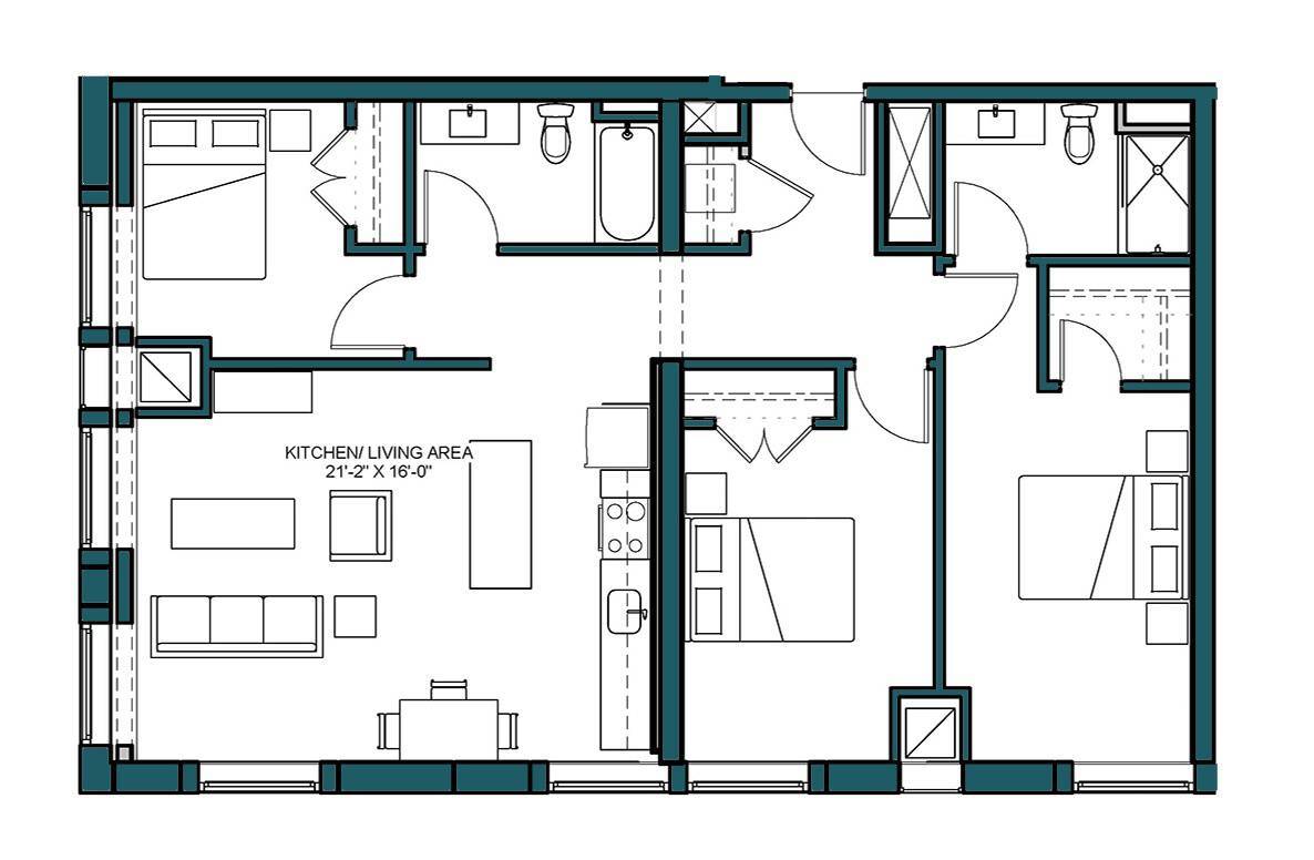 Floor Plan - 3 Bed/2 Bath-E1