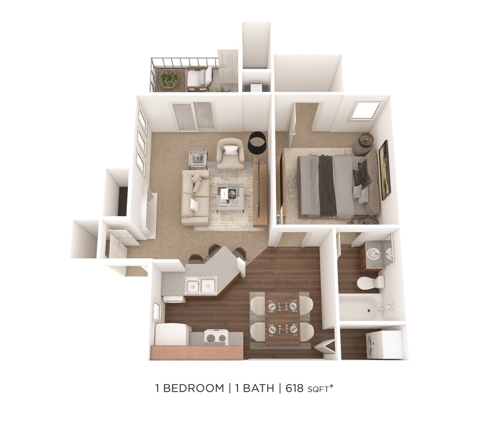 Floor Plan - One Bedroom-618 sqft