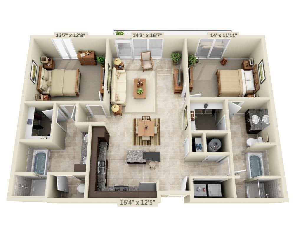Floor Plan - Two Bedroom B2H