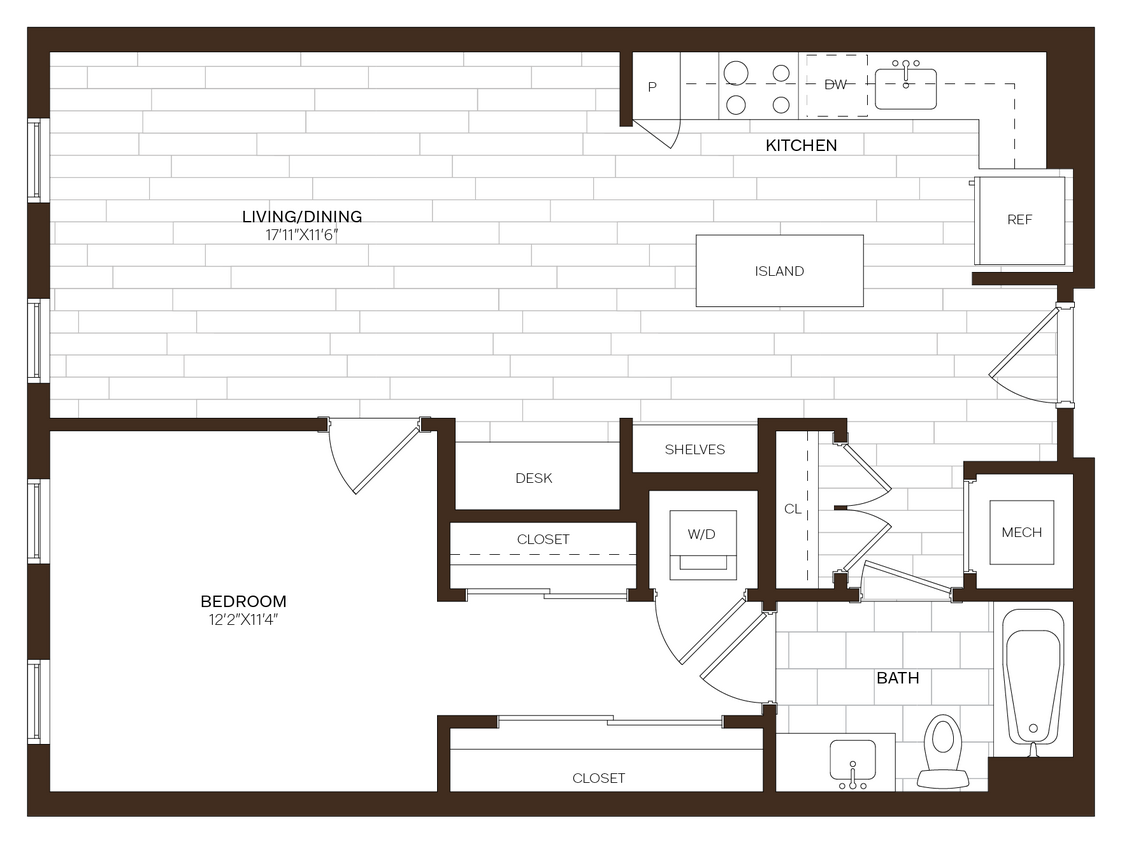 Floor Plan - 1 Bed/1 Bath-A11