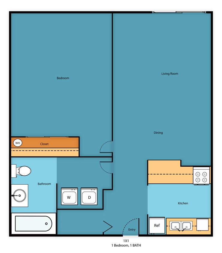 Floor Plan - One Bedroom One Bath