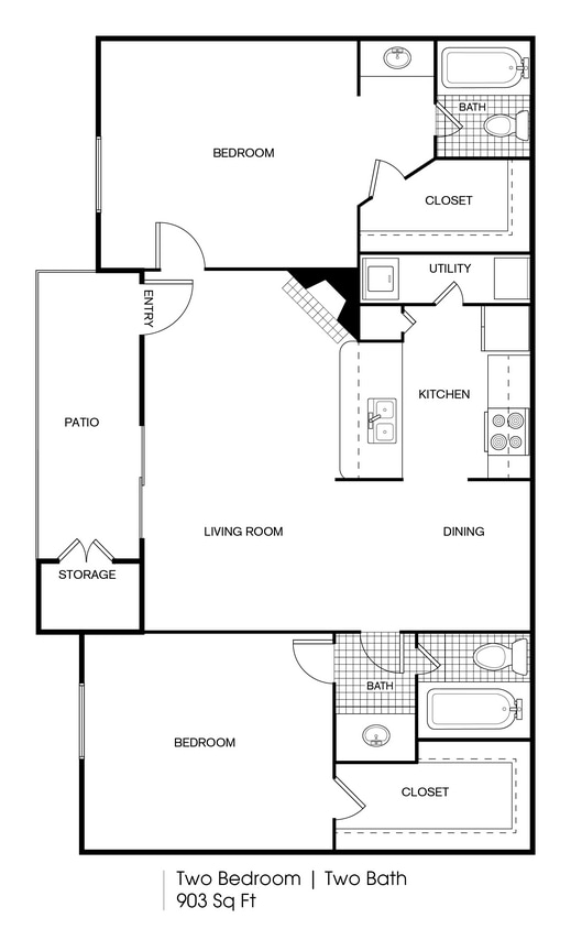 FP_Timber Ridge_903 SF.jpg - 2 bedroom 2 bath