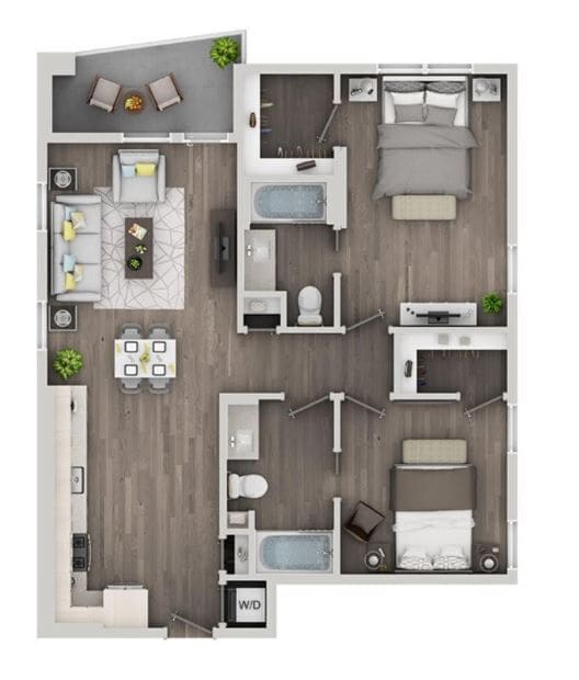 Floor Plan - 1BD, 1BTH C