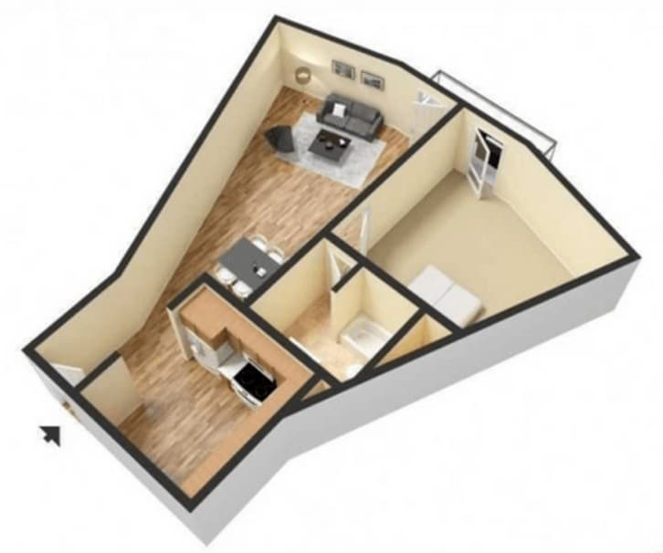 Floor Plan - 1 Bedroom 1 Bathroom