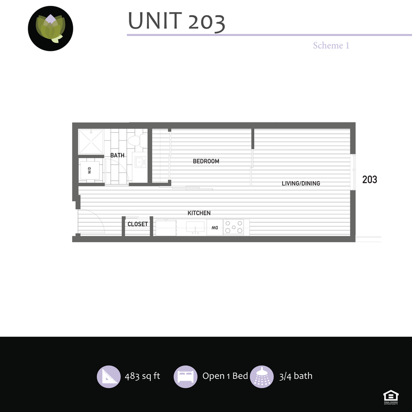 Floor Plan - Open 1 Bed