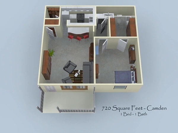 Floor Plan - Camden - 1 Bedroom 1 Bathroom