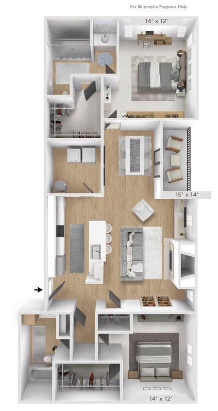 Floor Plan - The Longitude 2 BR 2 BA