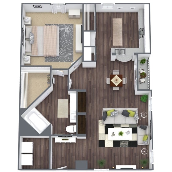 Floor Plan - 1 BEDROOM 1 BATH - A1