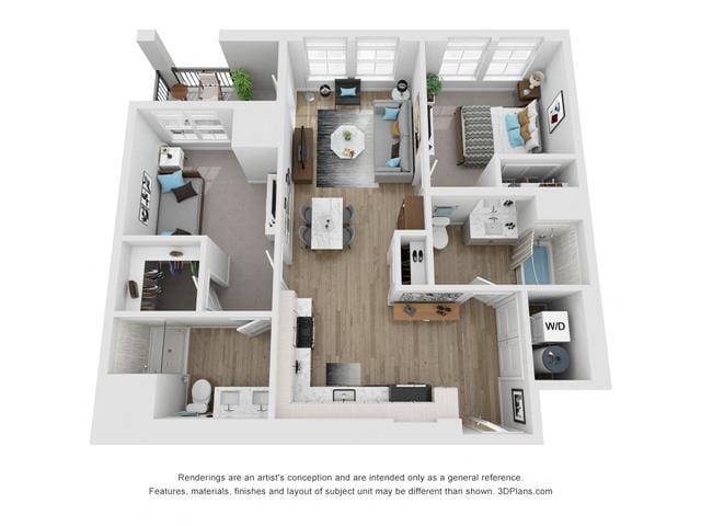 Floor Plan - 2 Bedroom 2 Bath 1056 Sq. ft.