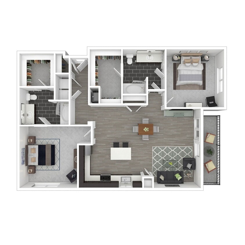 Floor Plan - 2 Bedroom/Two Bath (Split Floor Plan)