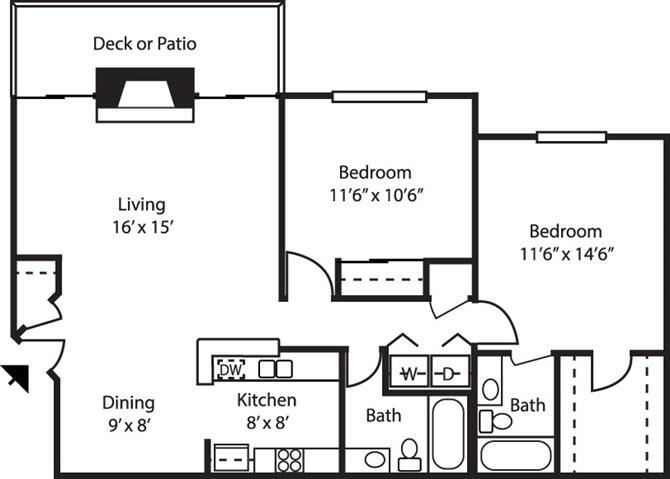 Floor Plan - 2BR-2BA-GARDEN