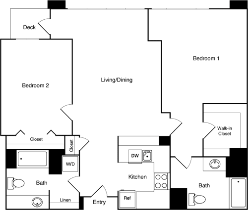 Floor Plan - 2 Bed 411 SE