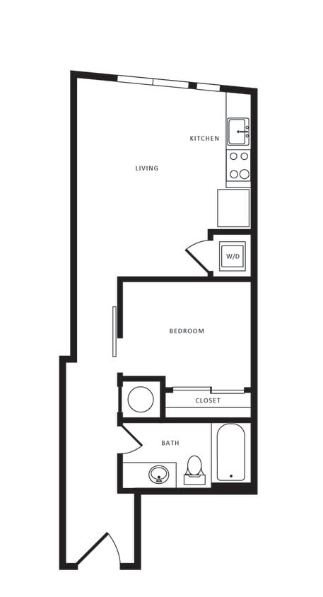 Floor Plan - 1 Bed/1 Bath-A02 Modern