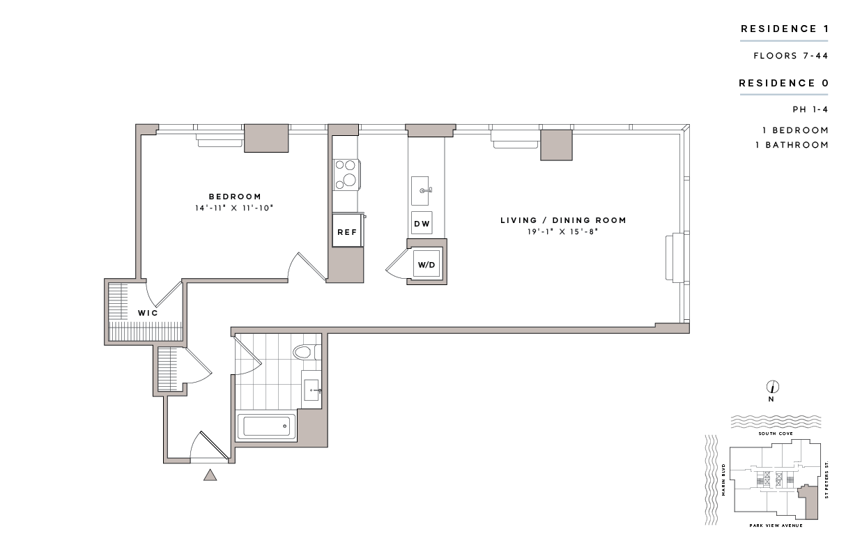 Floor Plan - 1 Bed1 Bath-A27