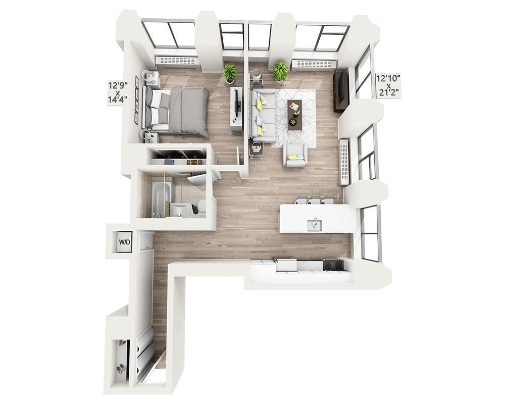 Floor Plan - One Bedroom W