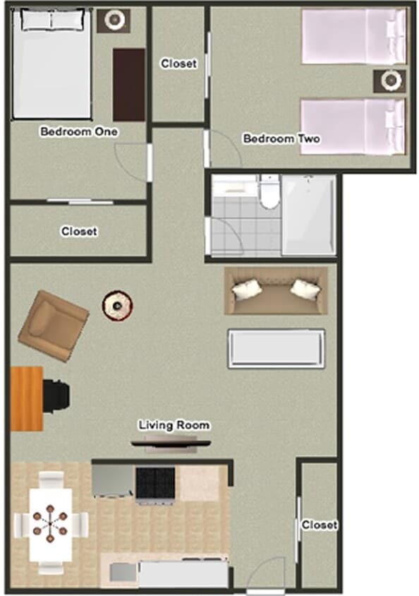 2 bedroom floorplan - Unfurnished 2BR Apartment