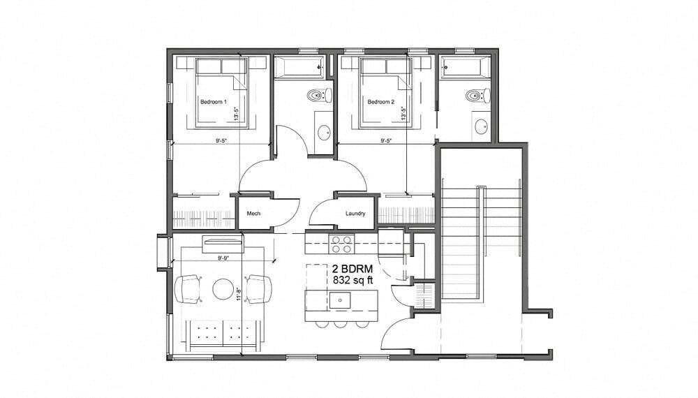 Floor Plan - Two Bedroom Two Bath