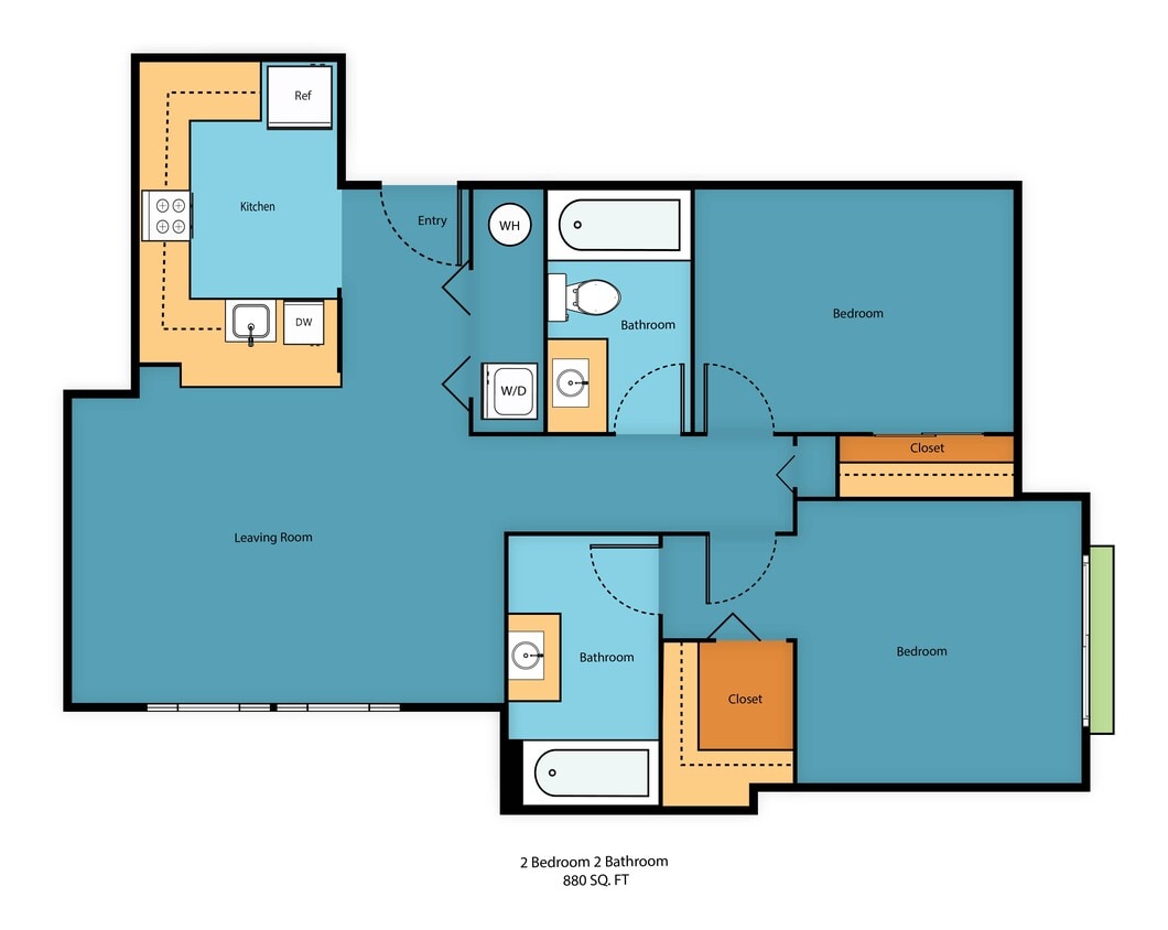 Floor Plan - Two Bedroom Two Bathroom