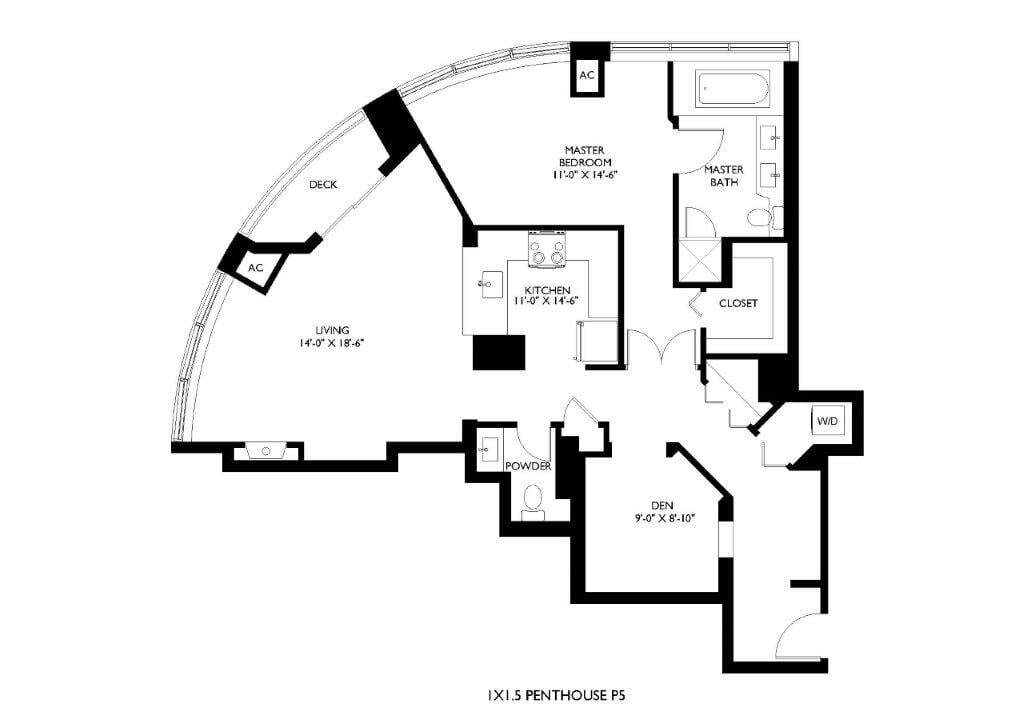 Floor Plan - 1x1.5 Penthouse P5