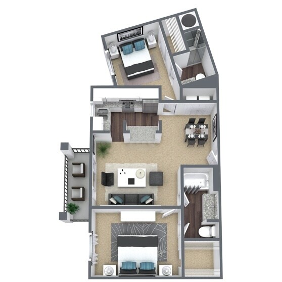 Floor Plan - B2: 2 Bed 2 Bath