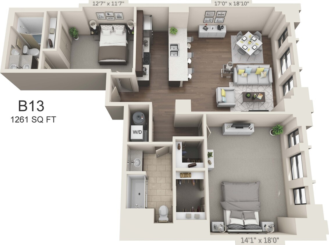 Two Bed Two Bath 1261 sqft - Two Bed/Two Bath - 1261