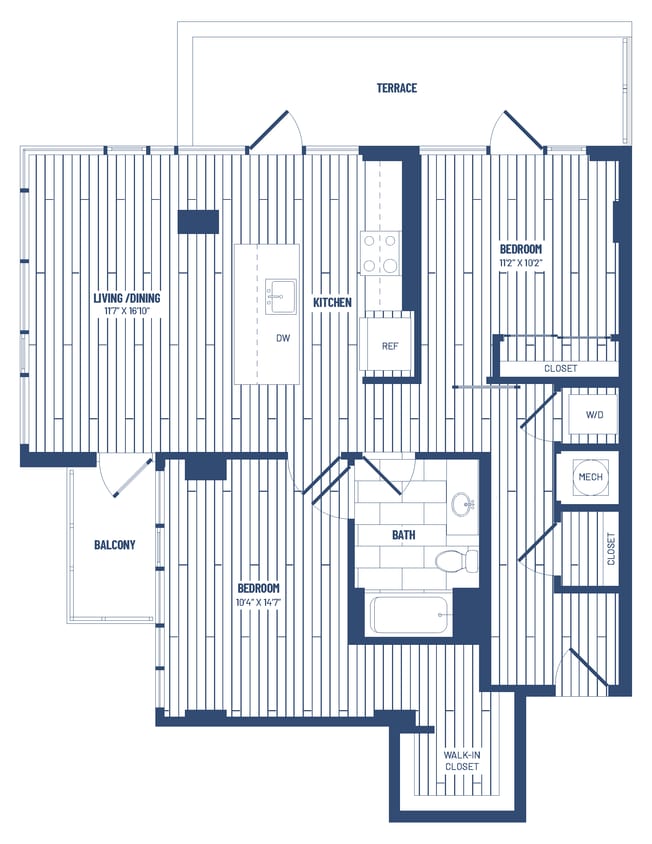 Floor Plan - 2 Bed/1 Bath-H2G