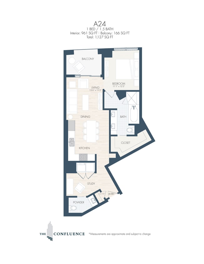Floor Plan - A24 | Tower 1 Bedroom