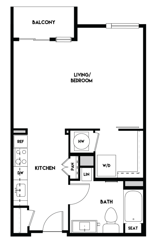Floor Plan - Studio (618 SF)