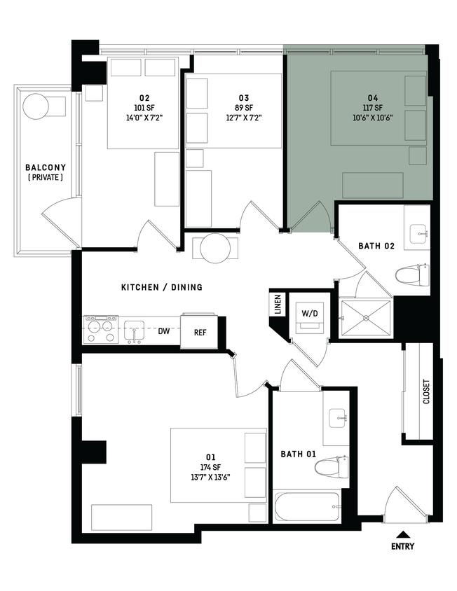 Floor Plan - Co-Living D13-Bedroom 4