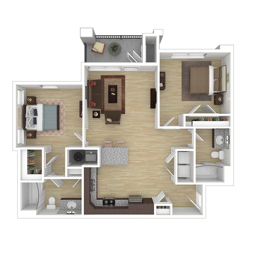 2 Bed, 2 Bath, 1050 sq. ft. - 3D Furnished - 2 Bedroom