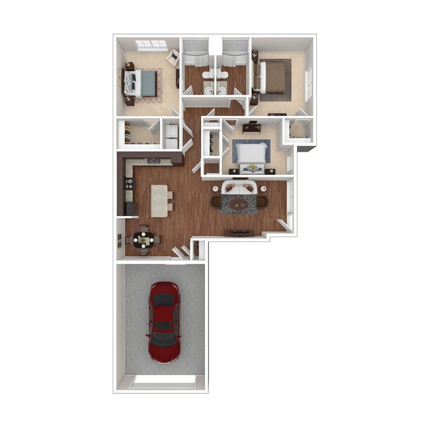 Floor Plan - 3 BR Grand Courtyard w Garage