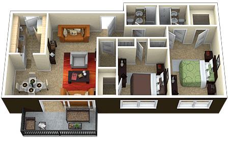 Floor Plan - 2 Bed 2 Bath