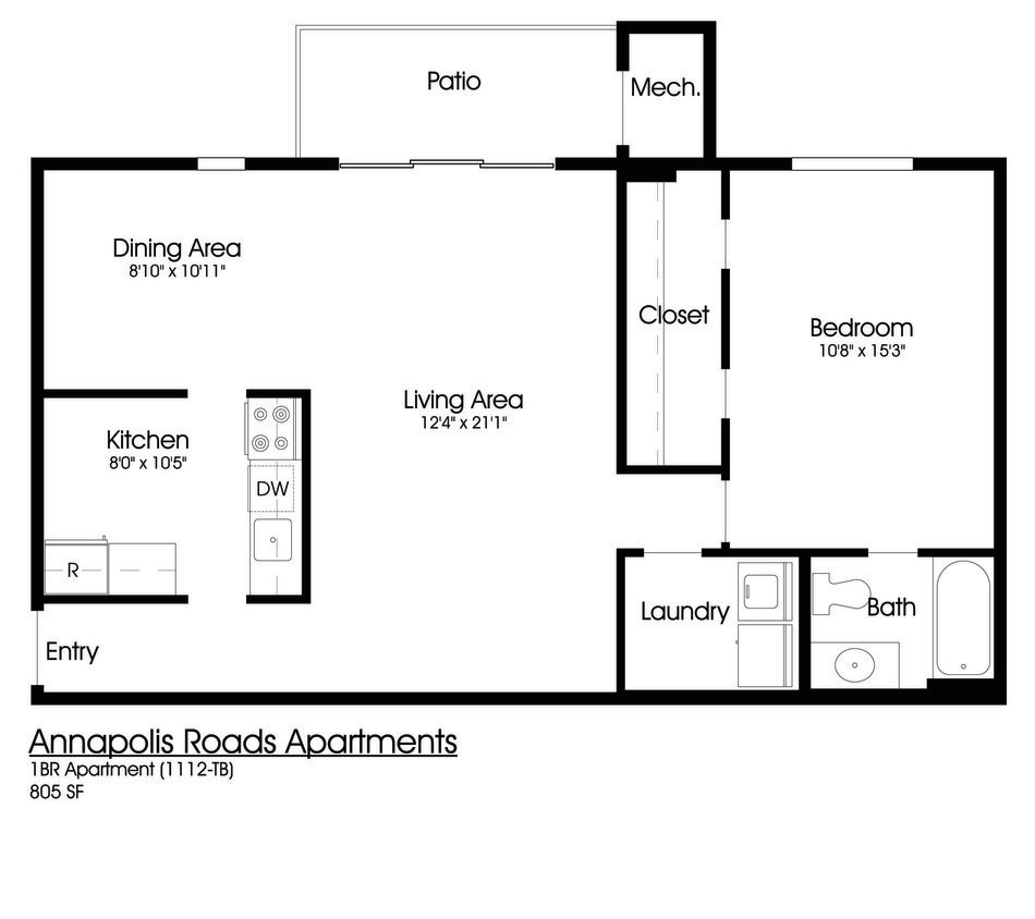 Floor Plan - 1BR 1BA