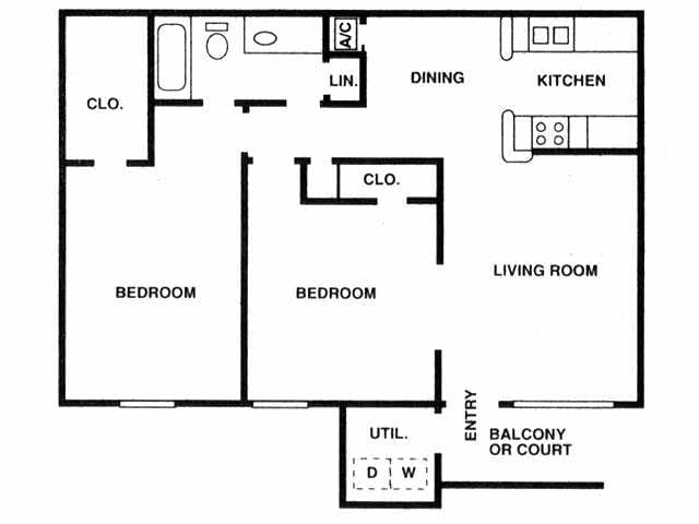 2BR/1BA - 2A