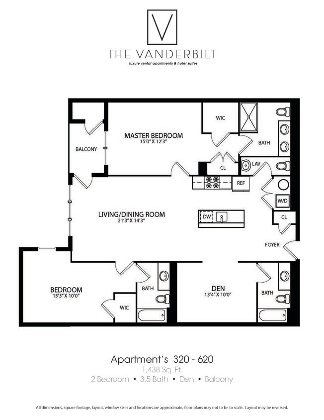 Floor Plan - 2 Bed - 3.5 Bath - Den - Balcony