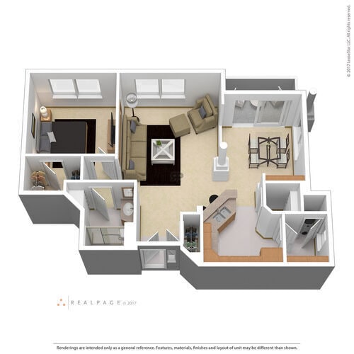 Floor Plan - 1BD, 1BTH C