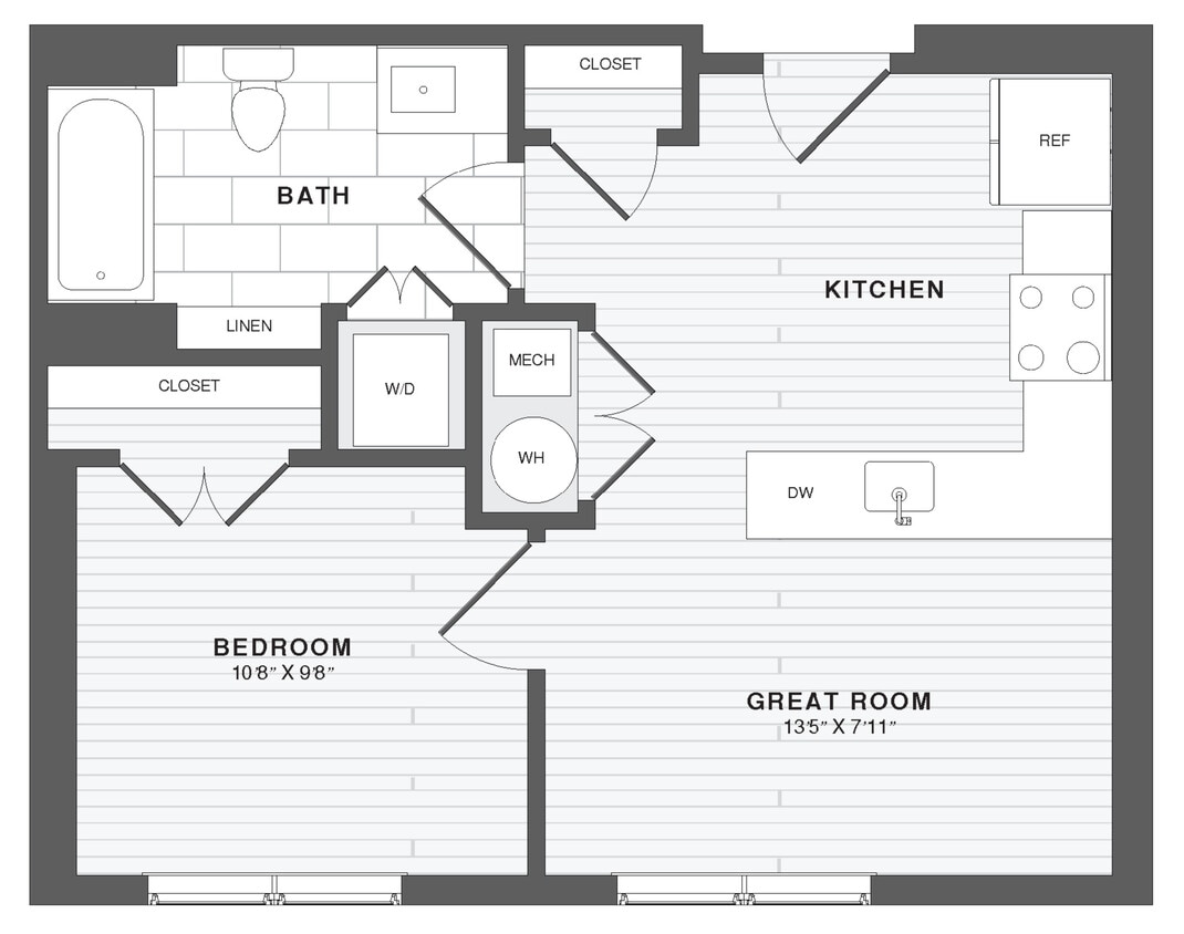 Floor Plan - 1 Bed/1 Bath-A1