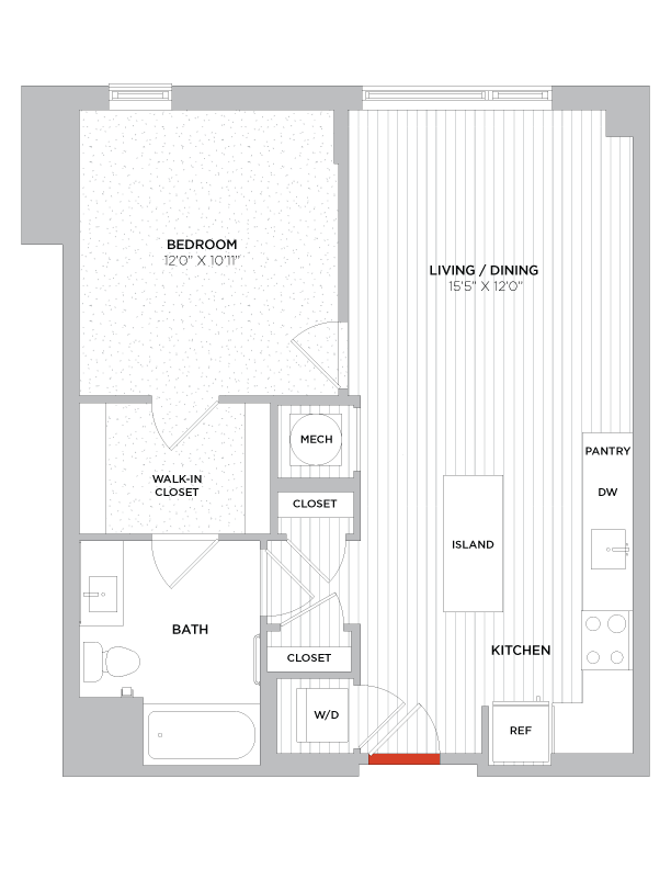 Floor Plan - 1 Bed/1 Bath-A03 West