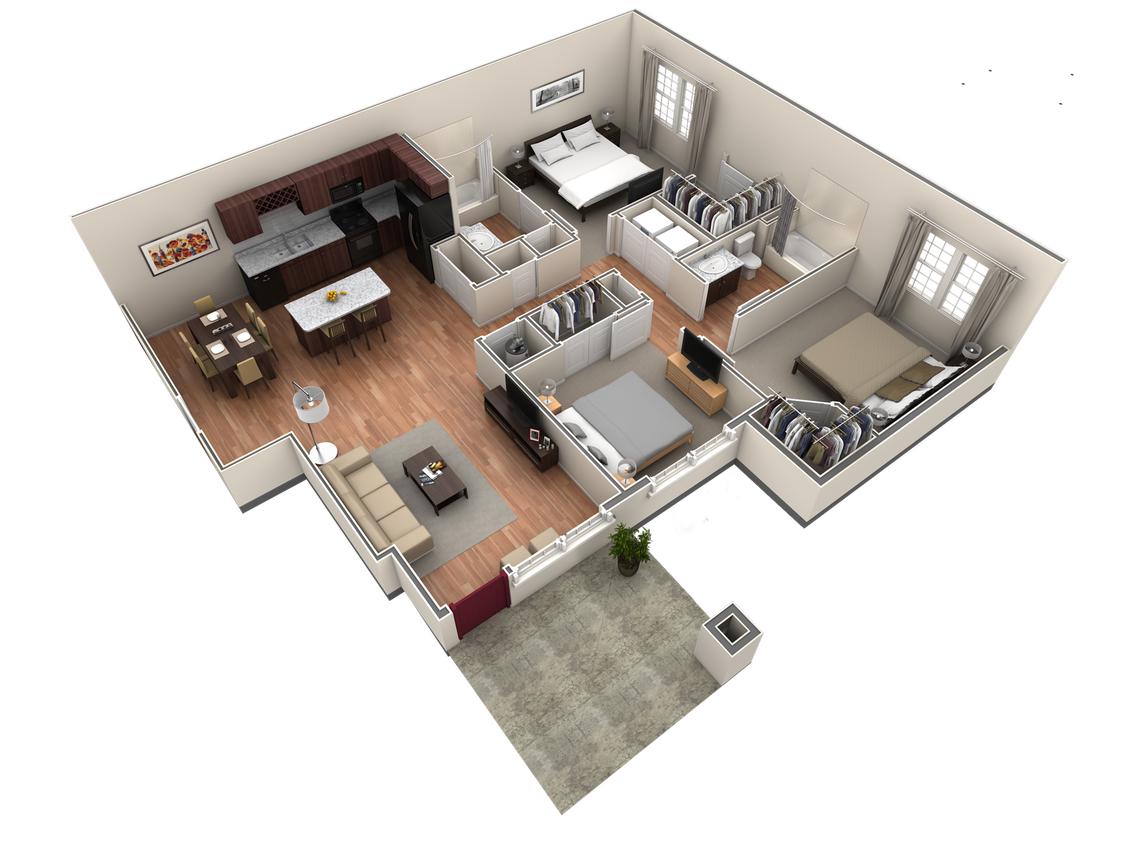 Floor Plan - 3 BR Grand Courtyard Garage